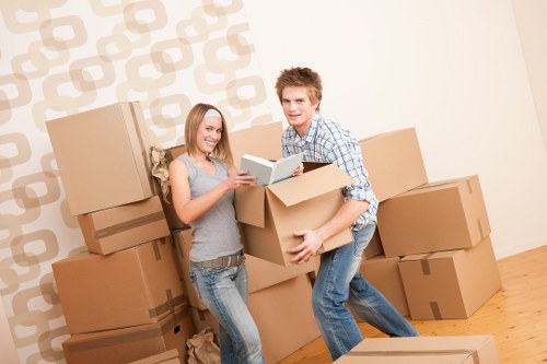 Packed boxes and household items prepared for a Chelsea move